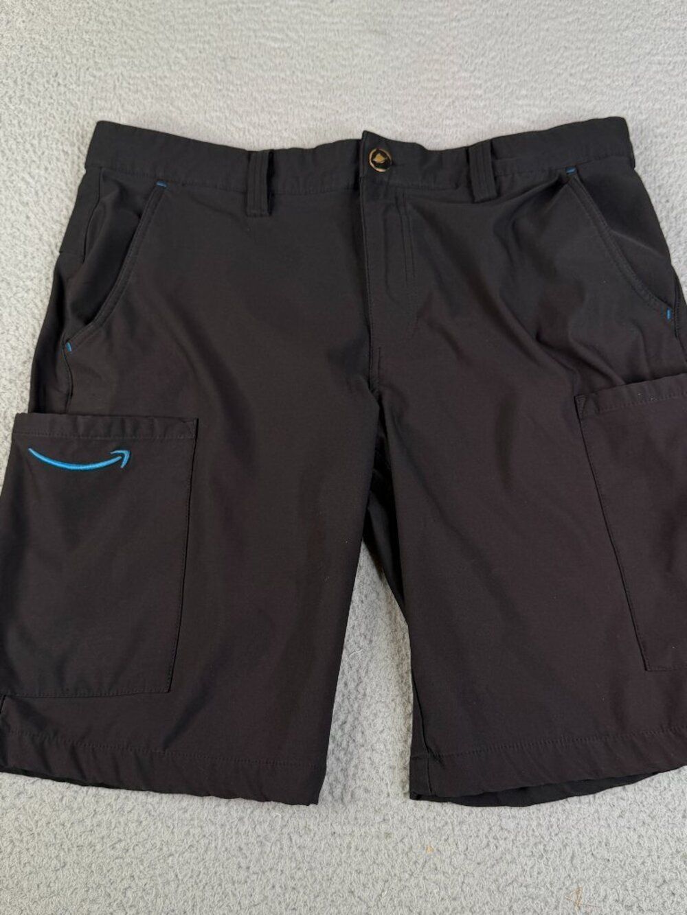 AMAZON Shorts Mens Large Black Cargo Pocket Worker Driver Delivery Uniform